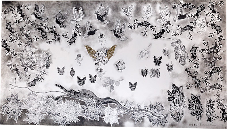 Obra O lagarto e o anjo, 2019, de Francisco de Almeida