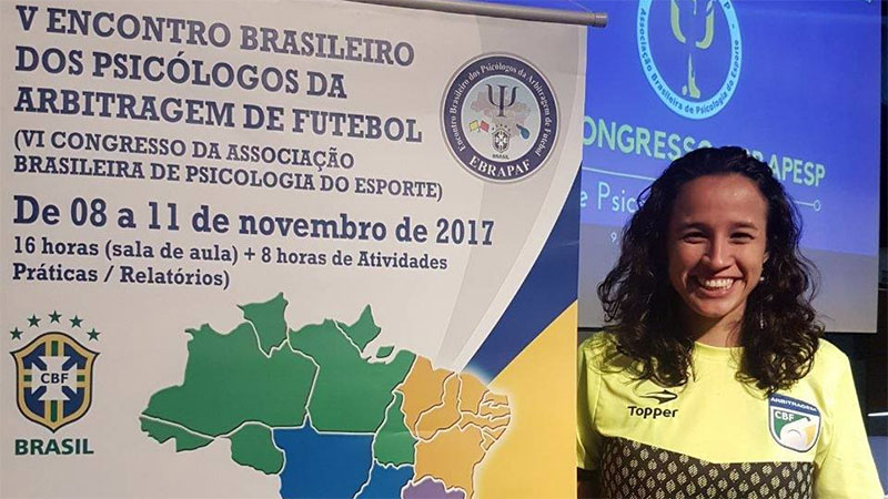 A psicóloga da Federação Cearense de Futebol e presidente da comissão do II Encontro Norte Nordeste de Psicologia do Esporte, Tássia Ramos  (Foto: Reprodução)