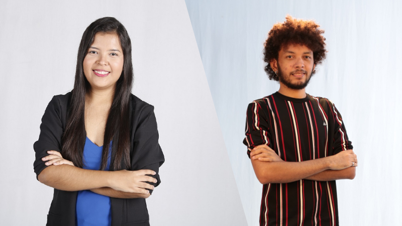 Davinilton Aguiar e Misaelly Silva, estudantes de Jornalismo da Unifor, apresentam o Unifor Notícias desta sexta-feira ao vivo, às 17h30 (Foto: Divulgação)