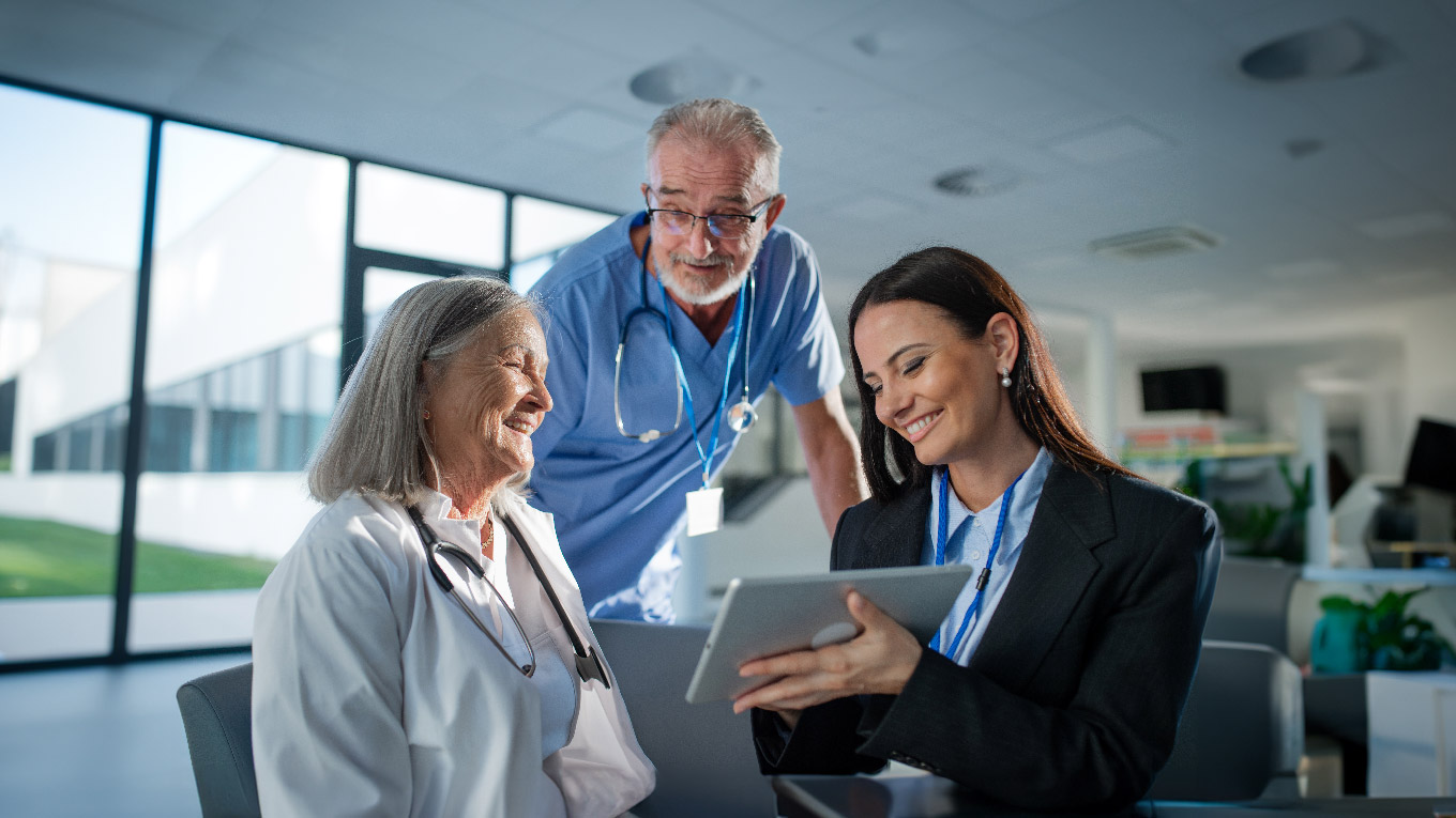 atendimento administrativo em um hospital