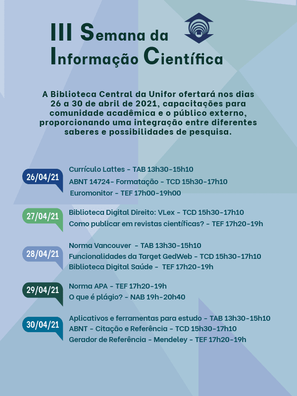 Programação da III Semana da Informação Científica